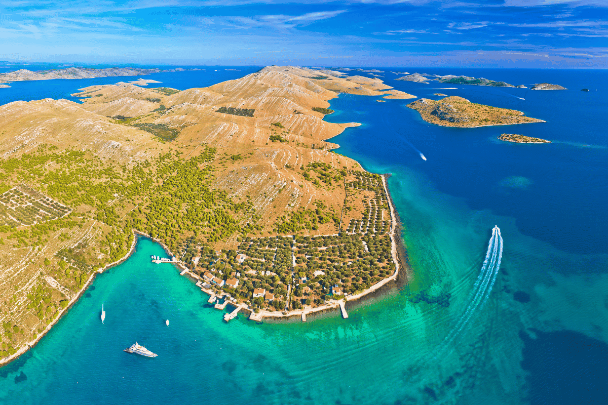 Kornati Island Archipelago Aerial Beautiful Biodiversity Nature Park MPA Sailing